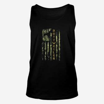 Vintage Usa Camo Flag Rottweiler Silhouette Distressed Funny Unisex Tank Top - Seseable