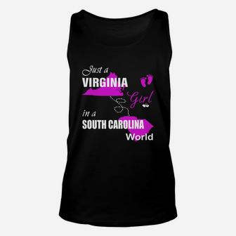Virginia Girl In South Carolina Shirts Virginia Girl Tshirt,south Carolina Girl T-shirt,south Carolina Girl Tshirt,virginia Girl In South Carolina Shirts Unisex Tank Top - Seseable