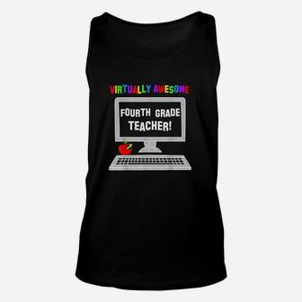 Virtually Awesome Fourth Grade Teacher Back To School Unisex Tank Top - Seseable