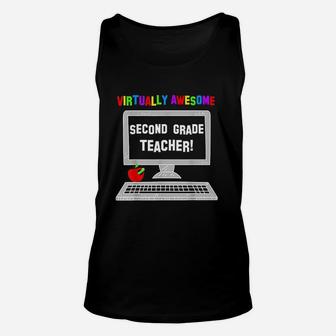 Virtually Awesome Second Grade Teacher Back To School Unisex Tank Top - Seseable