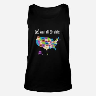 Visit All 50 States Gift Usa Bucket List Unisex Tank Top - Seseable