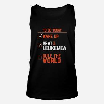 Wake Up Beat Leukemia Rule The World Quote Funny Unisex Tank Top | Seseable UK
