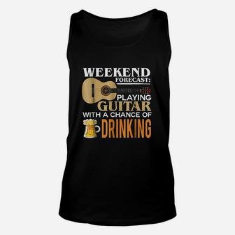 Weekend Forecast Playing Guitar With Drinking Funny Unisex Tank Top | Seseable UK