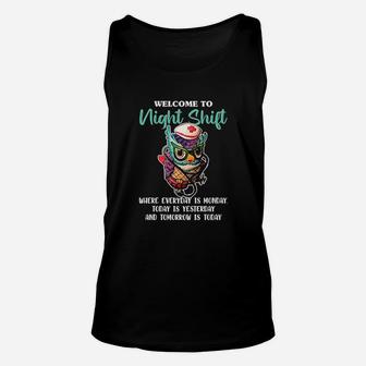 Welcome To Night Shift Funny Nursing Nurse Owls Lover Gift Unisex Tank Top - Seseable
