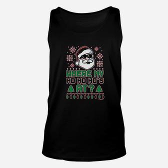 Where My Ho's At Santa Claus Ugly Christmas Unisex Tank Top - Seseable