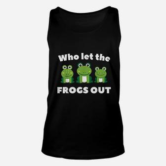 Who Let The Frogs Out Kids Preschool Frog Squad Frog Lover Unisex Tank Top - Seseable