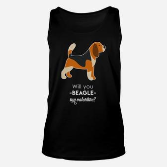 Will You Beagle My Valentine Funny For Dog Lovers Unisex Tank Top - Seseable