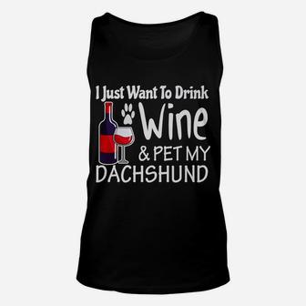 Wine And Hot Dogs Funny Dachshund Gifts For Dachshund Dad Unisex Tank Top - Seseable