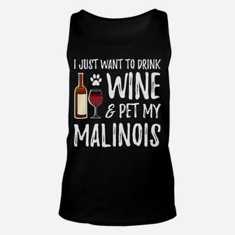 Wine And Malinois For Malinois Dog Mom Unisex Tank Top - Seseable