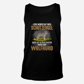 Wolfhund Schutzengel Schwarzes Unisex TankTop, Spruch für Hundeliebhaber - Seseable