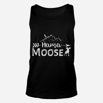 Womens Mama Moose Matching Family Mama Papa Moose Camping Unisex Tank Top - Seseable
