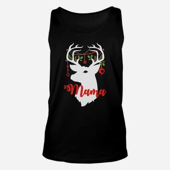 Womens Mama Reindeer Deer Matching Family Group Christmas Unisex Tank Top - Seseable