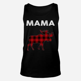 Womens Red Plaid Mama Moose Matching Family Christmas Pajama Gift Unisex Tank Top - Seseable