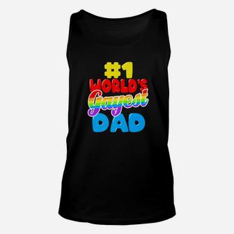 Worlds Gayest Dad Funny Gay Pride Lgbt Fathers Day Gift Premium Unisex Tank Top - Seseable
