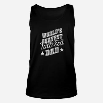 Worlds Okayest Tattooed Dad Vintage Inked Daddy Gift Unisex Tank Top - Seseable