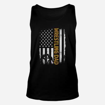 Wrestling Dad American Flag 4th Of July Fathers Day Unisex Tank Top - Seseable