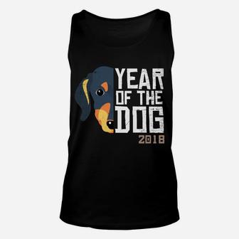 Year Of The Dog 2018 Dachshund Weiner Dog Breed Unisex Tank Top - Seseable