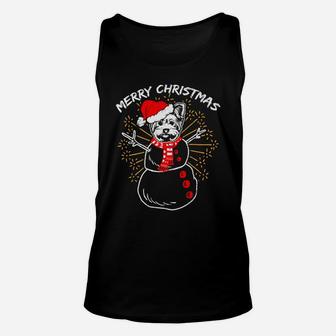 Yorkie Snowman Dog Mom Dad Funny Ugly Christmas Unisex Tank Top - Seseable