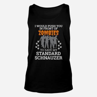 Zombies Standard Schnauzer Dog Funny Halloween Unisex Tank Top - Seseable