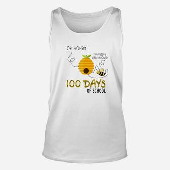 100th Day Of School Teacher Bee Hive Funny Sayings Unisex Tank Top - Seseable