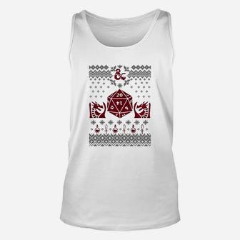 20 Sided Dice D20 Ugly Christmas Sweater Unisex Tank Top - Seseable