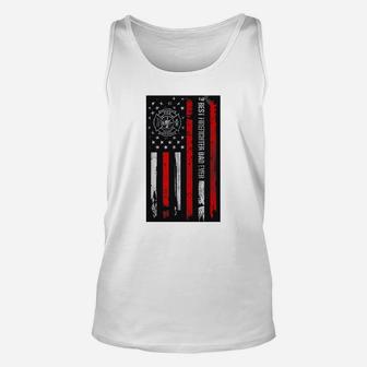 Best Firefighter Dad Ever American Flag For Fathers Day Unisex Tank Top