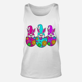 3 Easter Egg Gnomes Colorful Spring Bunny Ears Rabbit Cute Unisex Tank Top - Seseable