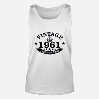 60th Birthday Gift Vintage 1961 Perfect Aged Crown Ladies Unisex Tank Top - Seseable