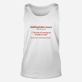 Abibliophobia Funny Book Lover Definition Unisex Tank Top - Seseable