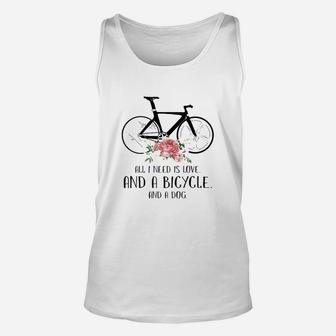 All I Need Is Love And A Bicycle And A Dog Unisex Tank Top - Seseable