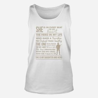 Army Mom She Is In Every Beat Of My Heart The Hero In My Life Who Made A Sacrifiee To Defend This Country She Is My Daughter And Hero Unisex Tank Top - Seseable