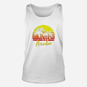Aruba 80s Tropical Summer Beach Palm Tree Sunset T-shirt Unisex Tank Top - Seseable