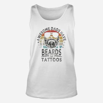 Awesome Dads Have Beards And Tattoos Funny Bearded Dad Unisex Tank Top - Seseable