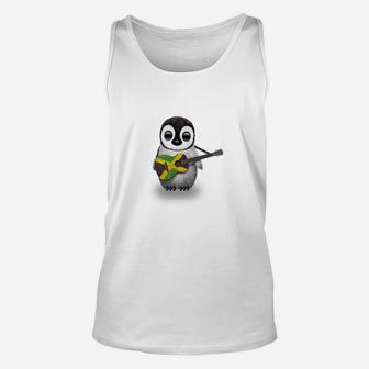 Baby Penguin Playing Jamaican Flag Guitar Shirt Unisex Tank Top | Seseable UK