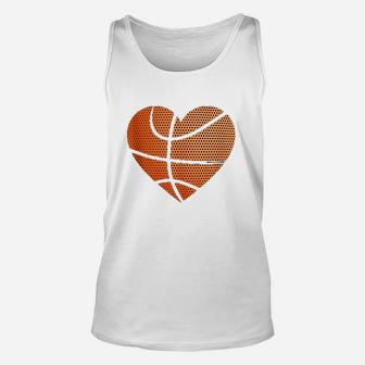 Basketball Ball Love Heart Mom Dad Sports Player Fun Gift Unisex Tank Top - Seseable