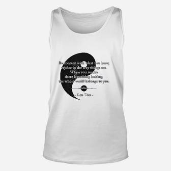 Be Content With What You Have Lao Tzu Quote Unisex Tank Top - Seseable