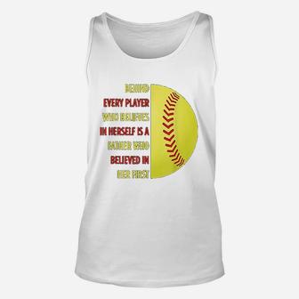 Behind Every Player Is A Father Softball Gift Dad Softball Unisex Tank Top - Seseable