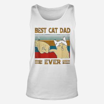Best Cat Dad Ever Bump Fist Funny Cat Daddy Gift Vintage Unisex Tank Top - Seseable