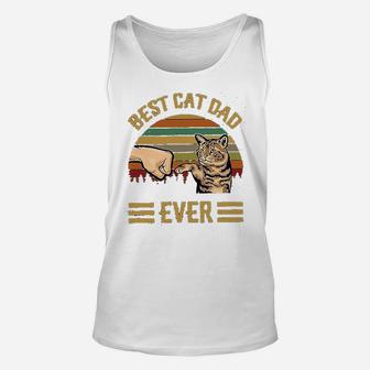 Best Cat Dad Ever Vintage Retro Kitten Cat Lovers Unisex Tank Top - Seseable