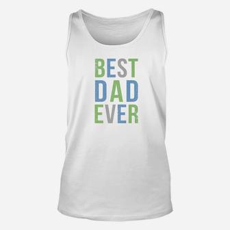 Best Dad Ever In Blue Green And Gray Block Letters Premium Unisex Tank Top - Seseable