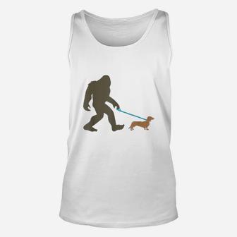 Bigfoot Walking Dachshund Sasquatch Doxie Dog Gift Unisex Tank Top - Seseable