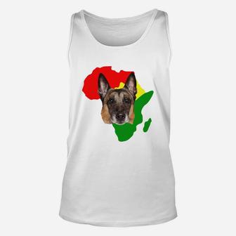 Black History Month African Map Belgian Malinois Gift For Pet Lovers Proud Black Unisex Tank Top - Seseable