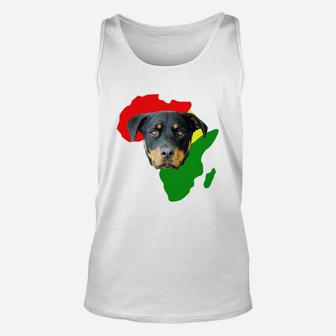 Black History Month African Map Rottweiler Gift For Pet Lovers Proud Black Unisex Tank Top - Seseable