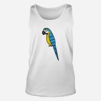 Blue And Yellow Macaw Parrot Bird Cute Cartoon Illustration T-shirt Unisex Tank Top - Seseable
