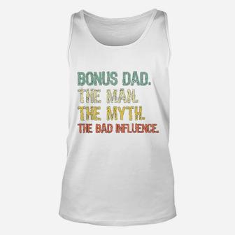 Bonus Dad The Man Myth Bad Influence Retro Gift Christmas Unisex Tank Top - Seseable