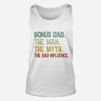 Bonus Dad The Man Myth Bad Influence Retro Gift Christmas Unisex Tank Top - Seseable