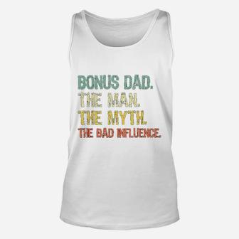 Bonus Dad The Man Myth Bad Influence Retro Gift Unisex Tank Top - Seseable