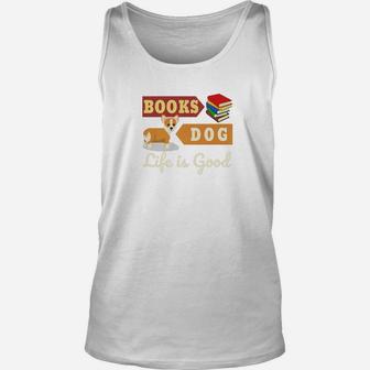 Book And Dog For Reader Book Lover Dog Lover Unisex Tank Top - Seseable