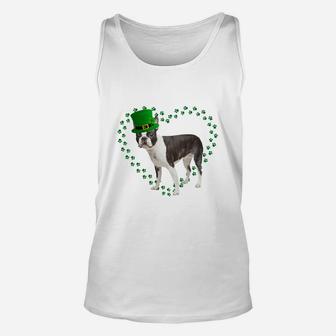 Boston Terrier Heart Paw Leprechaun Hat Irish St Patricks Day Gift For Dog Lovers Unisex Tank Top - Seseable