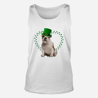 Bulldog Heart Paw Leprechaun Hat Irish St Patricks Day Gift For Dog Lovers Unisex Tank Top - Seseable